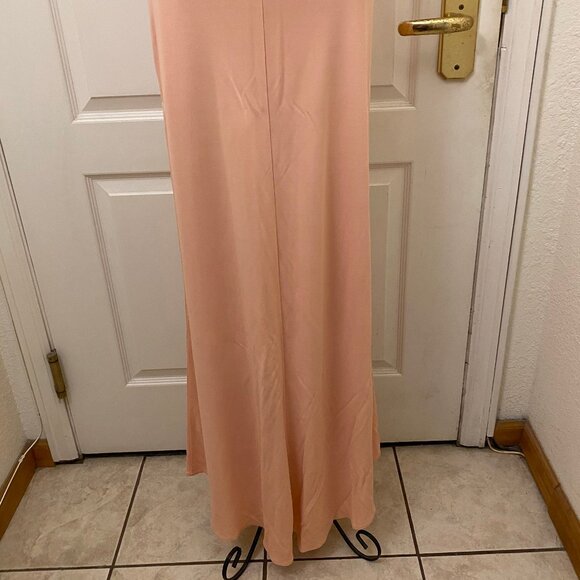 Vintage NWT Women BCBGMAXAZRIA Peach/Blush Backless Maxi Column Dress Gown Size - Picture 9 of 11